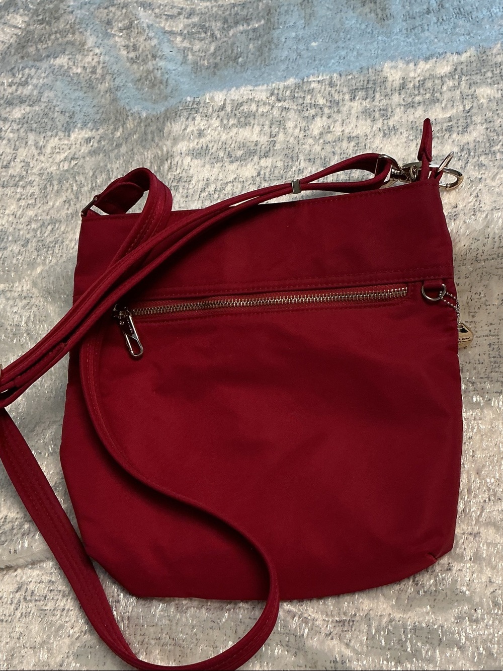 Travelon Deep Red Crossbody Bag with Front Zip